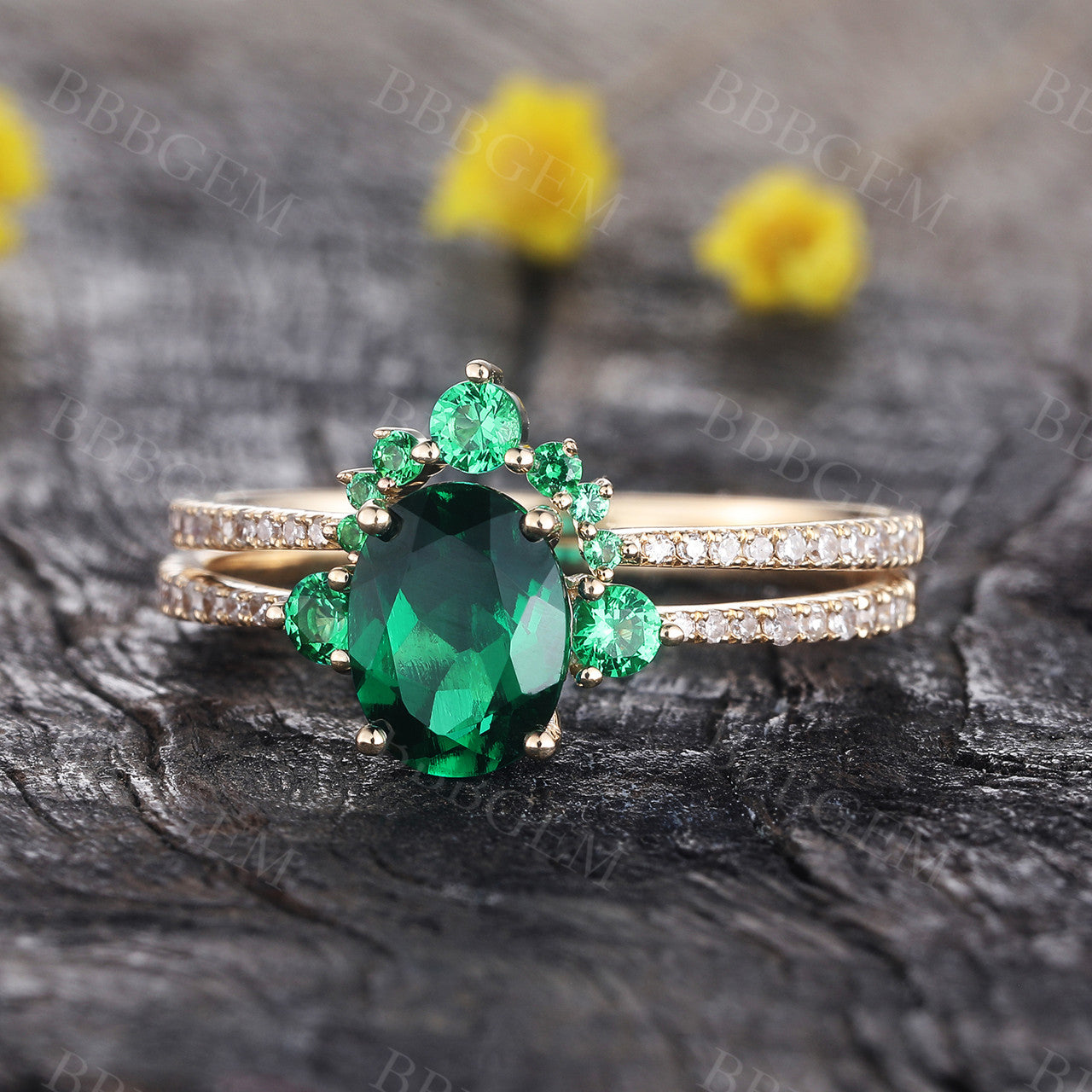 Oval Cut Emerald Ring-BBBGEM Oval Emerald Engagement Rings