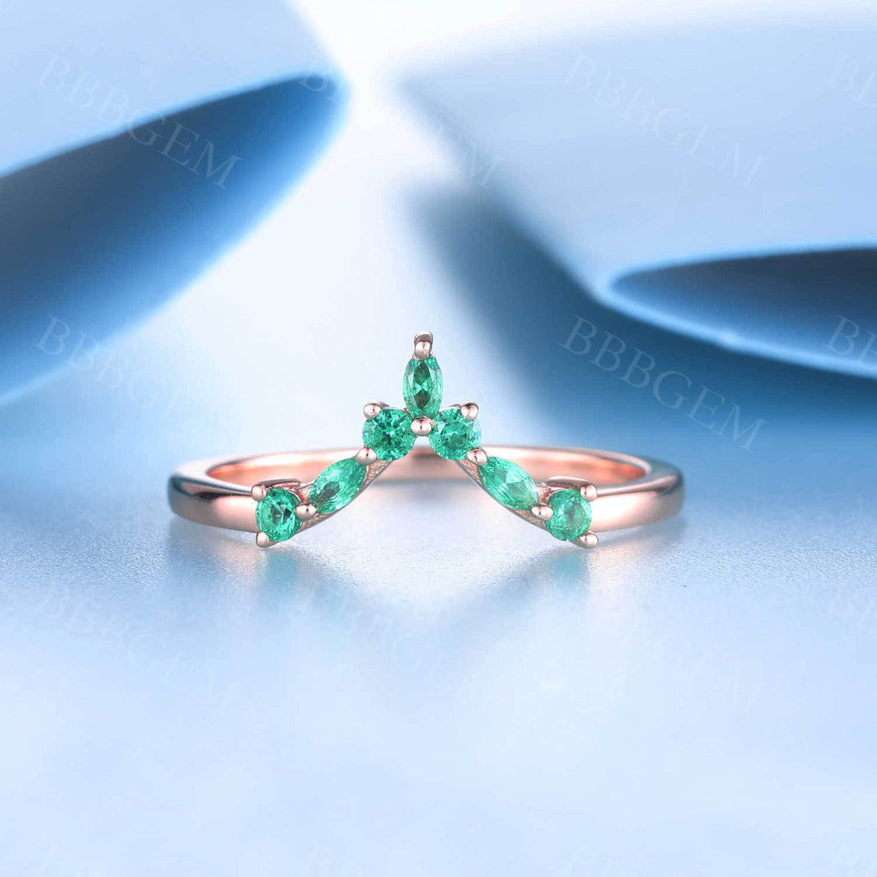 Unique Emerald Stacking Ring May Birthstone Ring