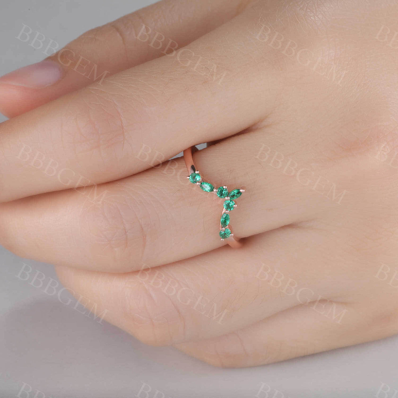 Unique Emerald Stacking Ring May Birthstone Ring