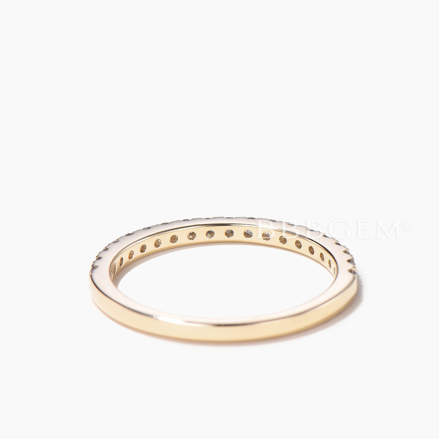 Round Cut Natural Salt and Pepper Diamond Half Eternity Ring Stacking Band