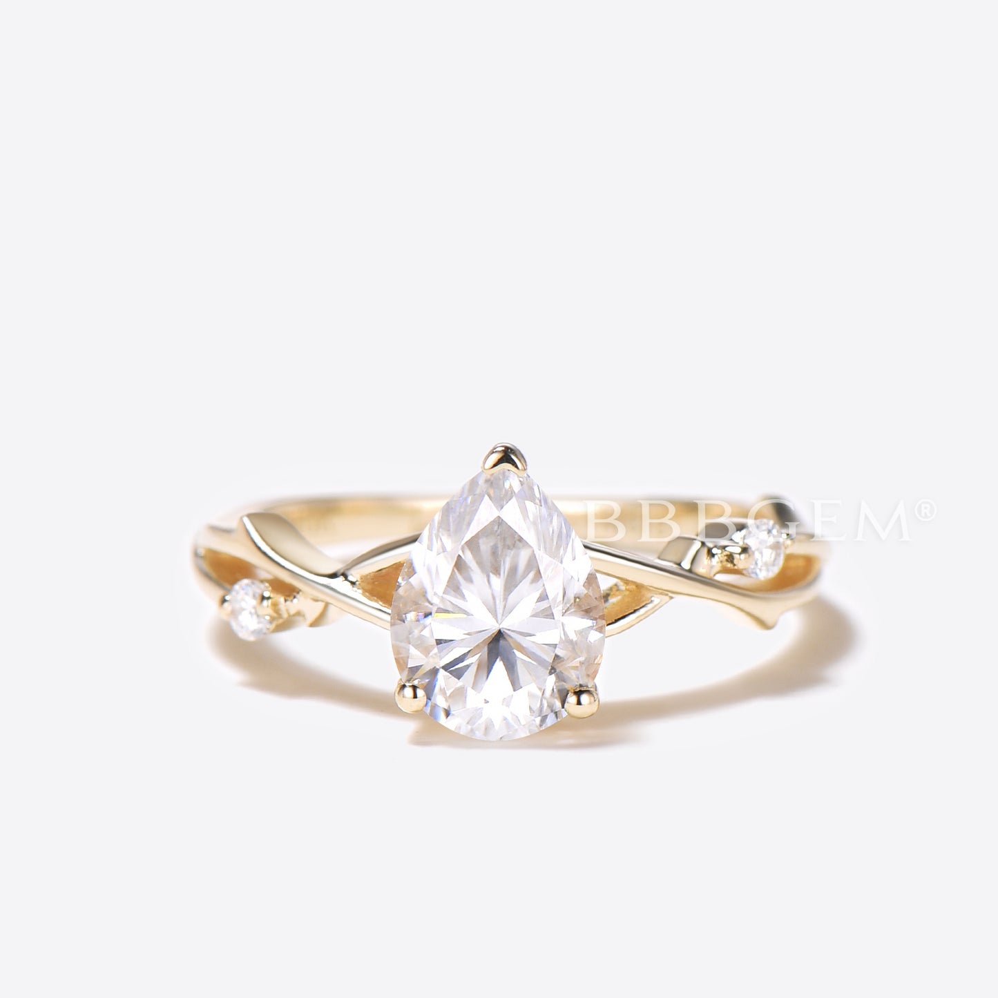 Twig Vine Pear Cut Moissanite Ring Set 1.25CT Solitaire Twisted Engagement Ring for Women in Gold