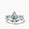 Kite Cut Natural Moss Agate Engagement Ring Agate Diamond Bridal Set