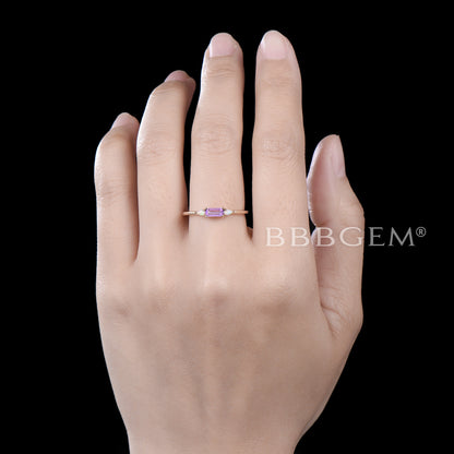 Baguette Cut Amethyst Wedding Band Three Stone Everyday Band