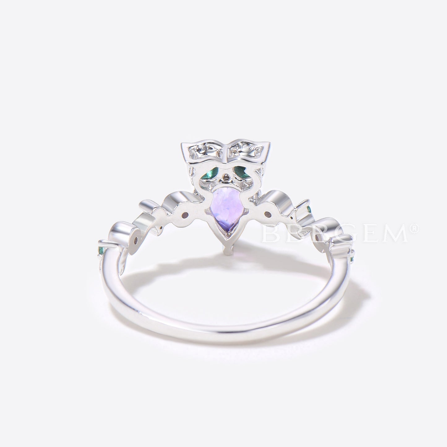 Owl Amethyst Engagement Ring Twig Vine Pear Cut Amethyst Ring