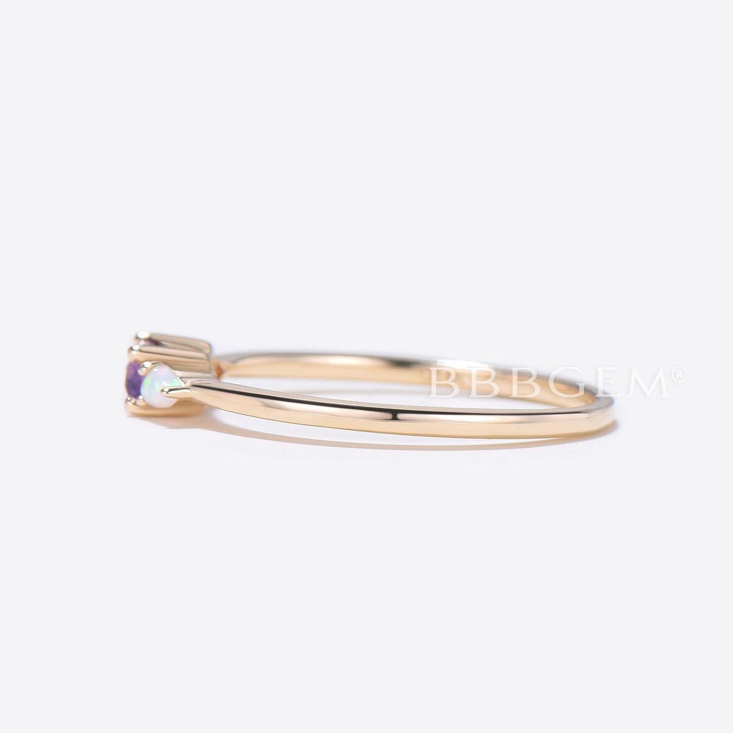 Baguette Cut Amethyst Wedding Band Three Stone Everyday Band