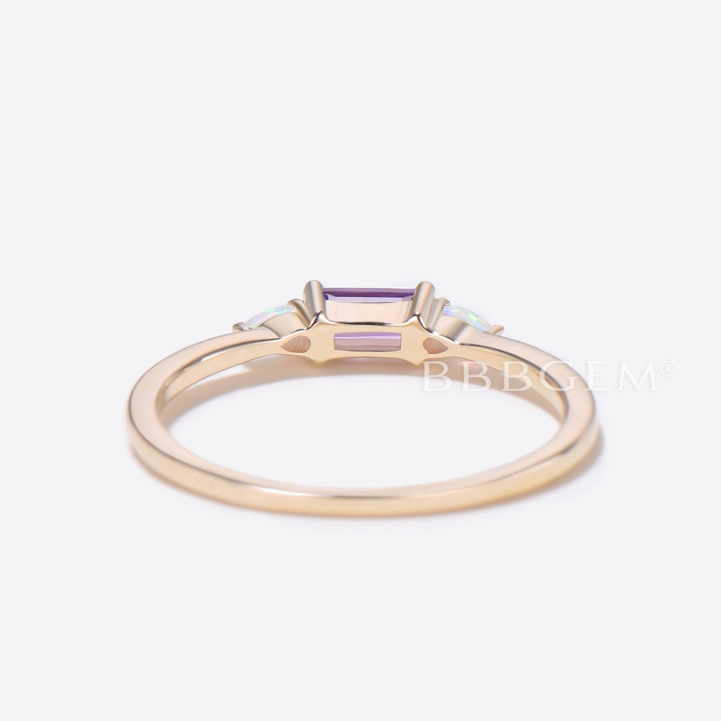 Baguette Cut Amethyst Wedding Band Three Stone Everyday Band