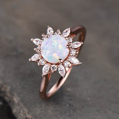 rose gold opal engagement ring