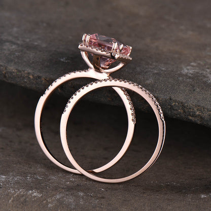 Cushion Morganite Engagement Ring-BBBGEM Pink Morganite Engagement Ring