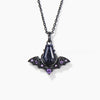Coffin Cut Blue Sandstone Bat Wedding Necklace Amethyst Gothic Pendant