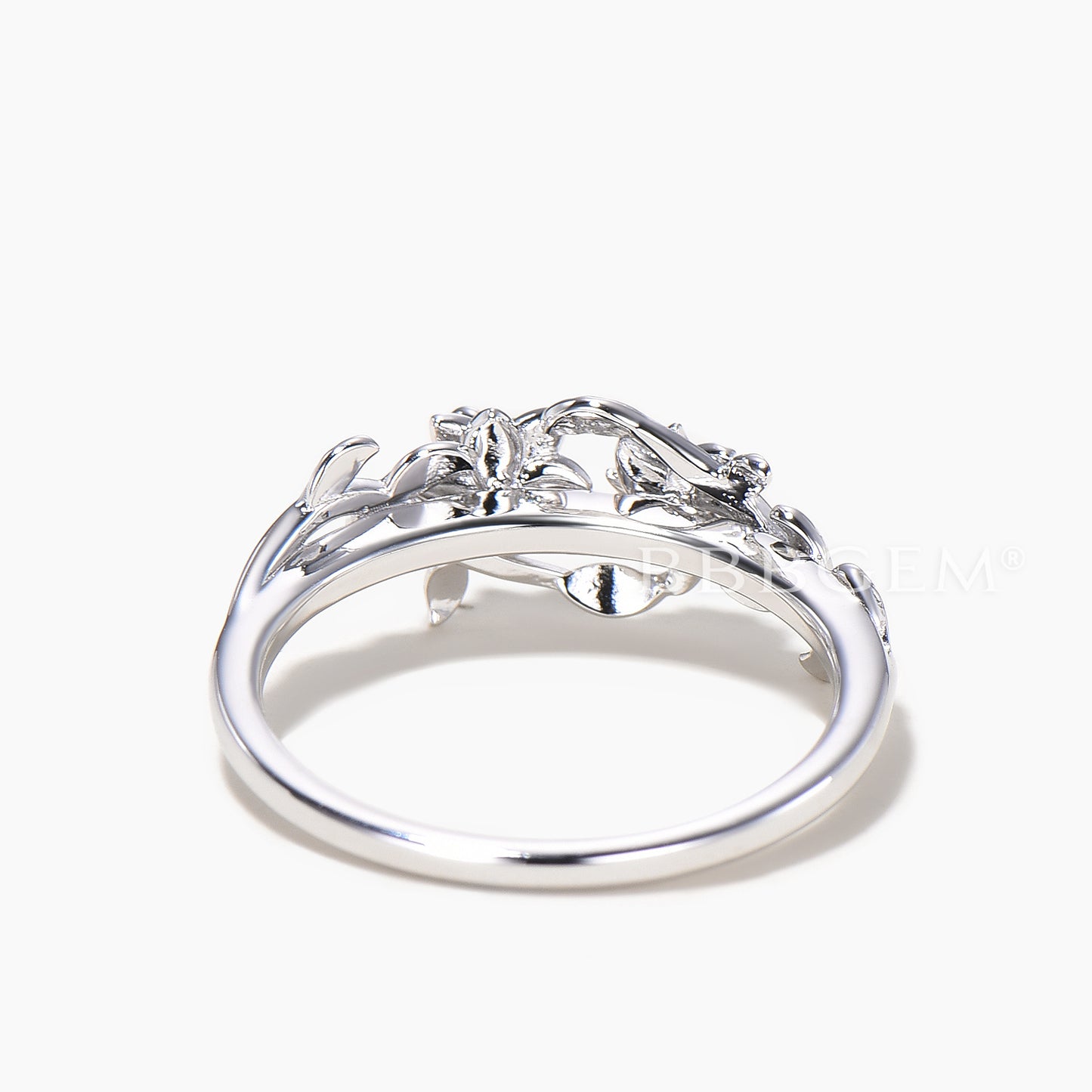 Round Cut Ruby Blue Topaz Floral Engagement Ring White Gold Toi et Moi Ring