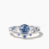 1CT Round Cut Blue Moissanite Leaf Engagement Ring Moissanite Leaf Bridal Set