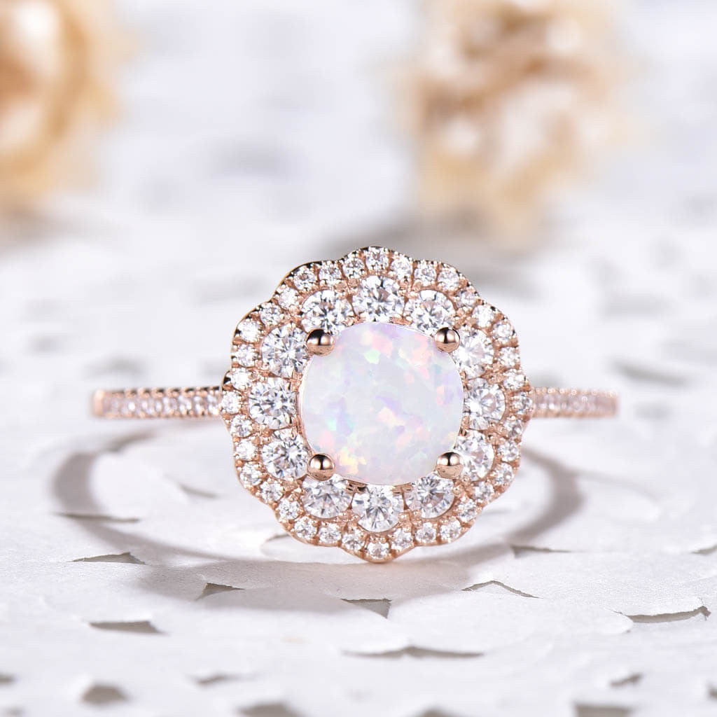 rose gold opal engagement ring