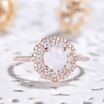 rose gold opal engagement ring