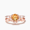 1.2CT Round Cut Natural Citrine Wedding Ring Set Opal Diamond Curved Band