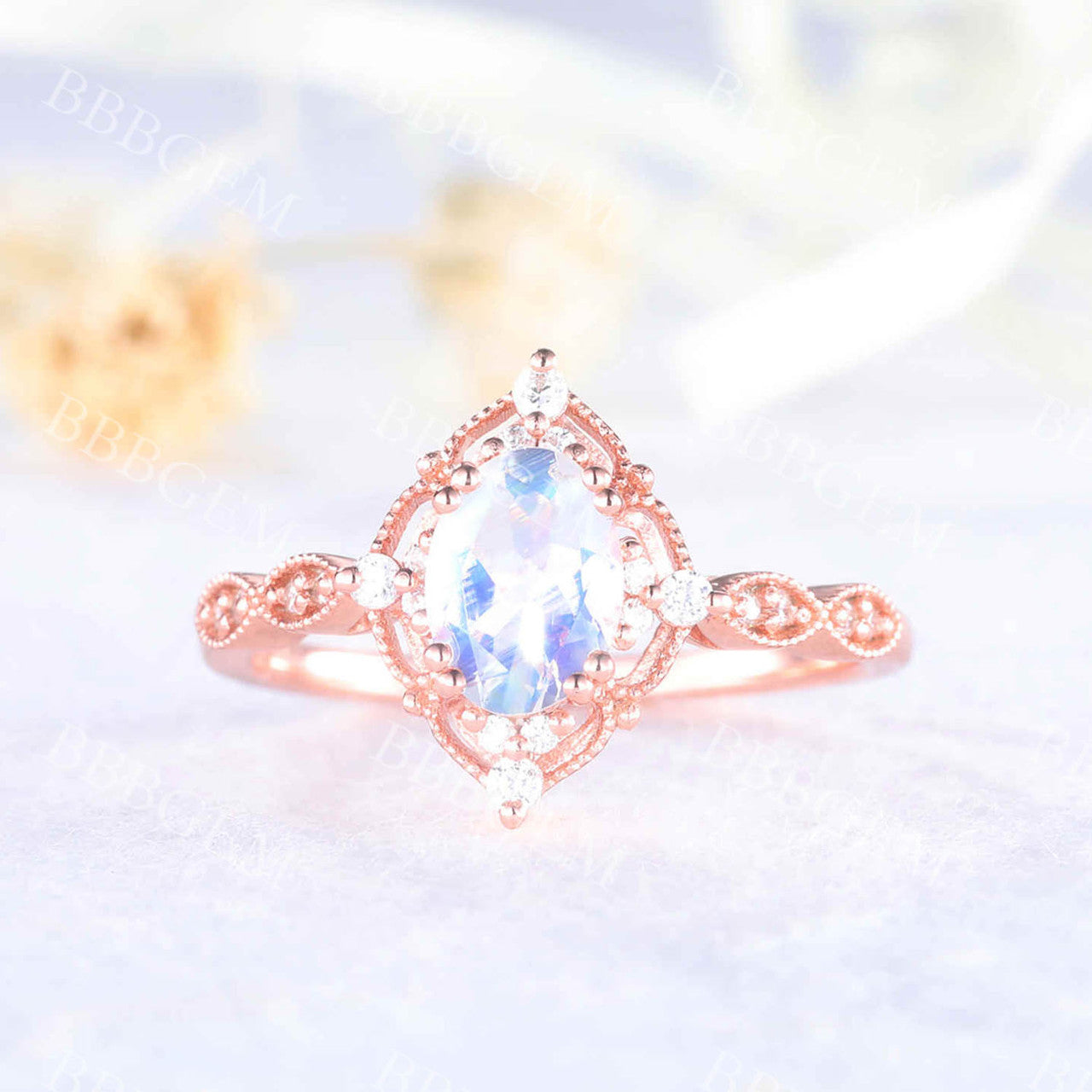 rainbow moonstone ring