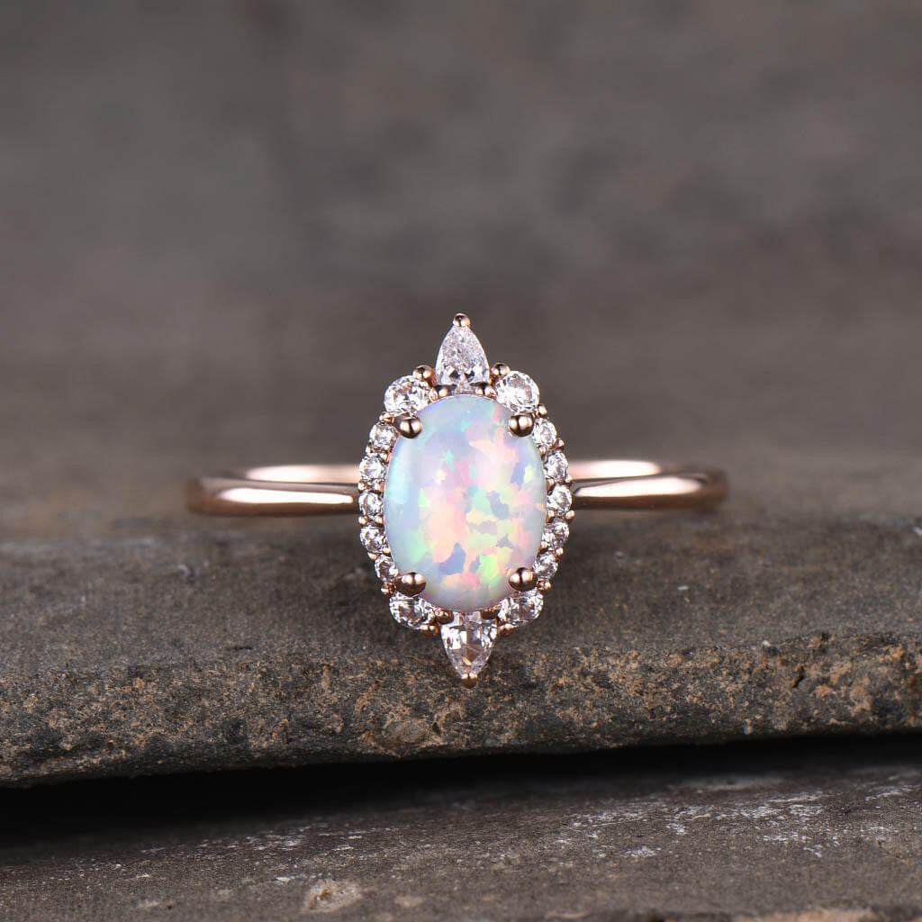 opal rose gold ring