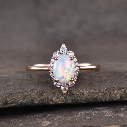 opal rose gold ring