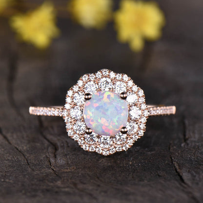 opal diamond engagement ring