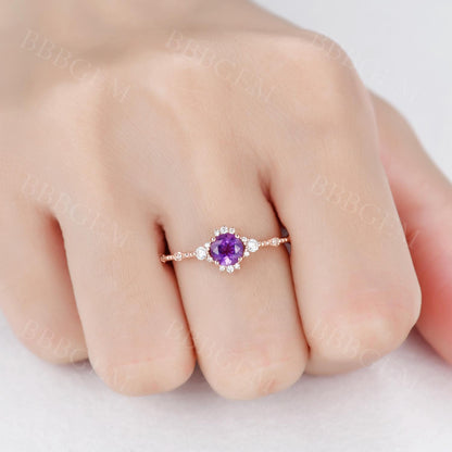 Rose Gold Amethyst Ring-BBBGEM Amethyst Rings