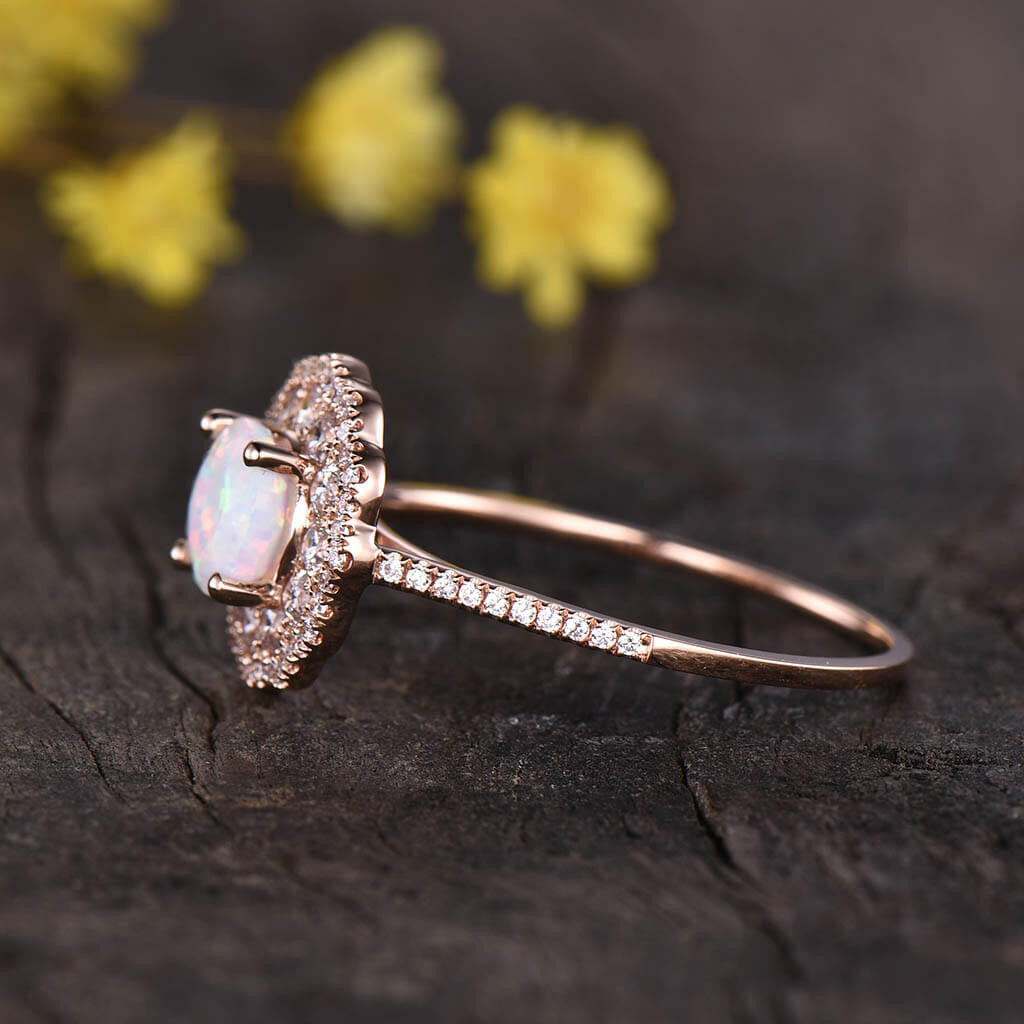 rose gold opal engagement ring