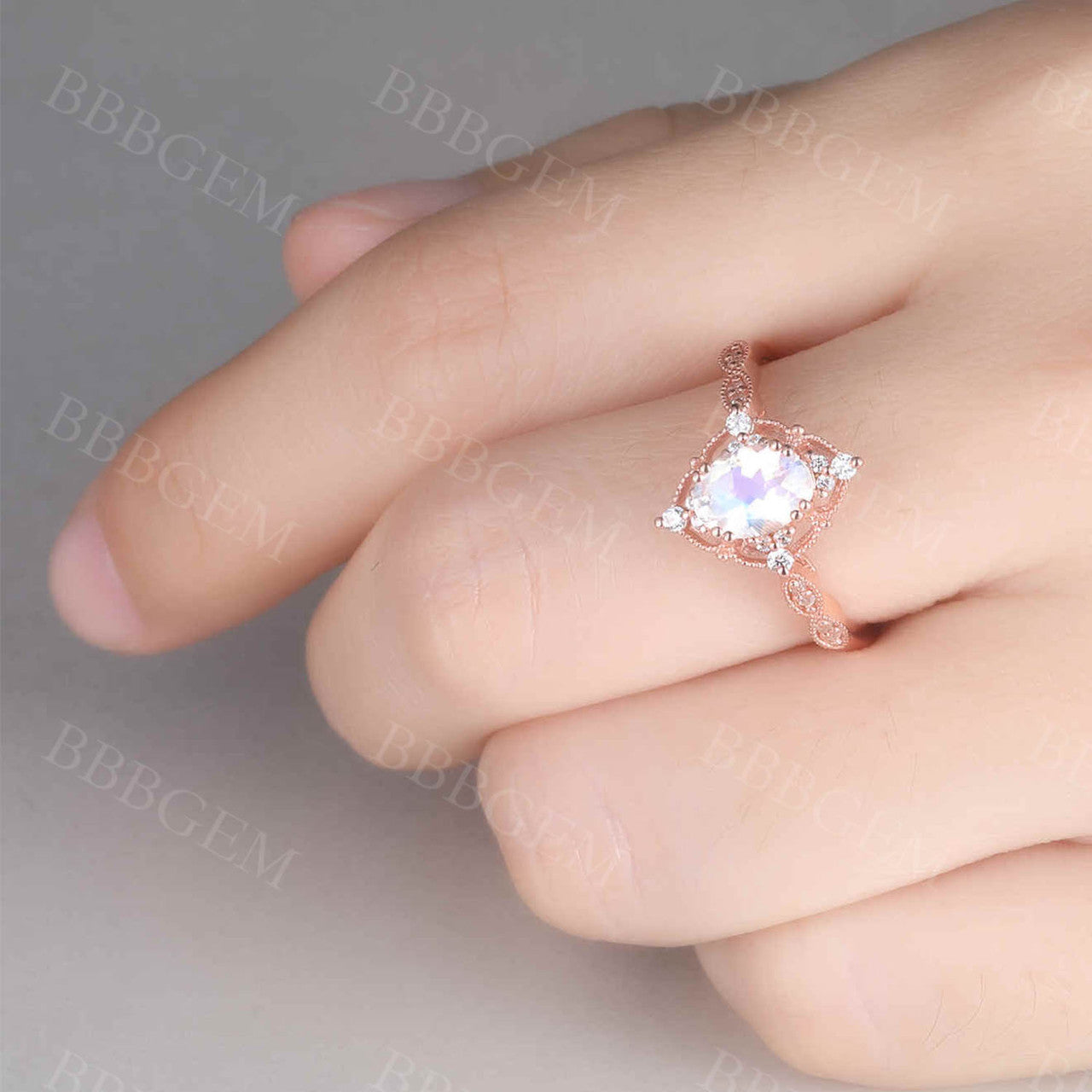 Oval Cut Moonstone Promise Ring