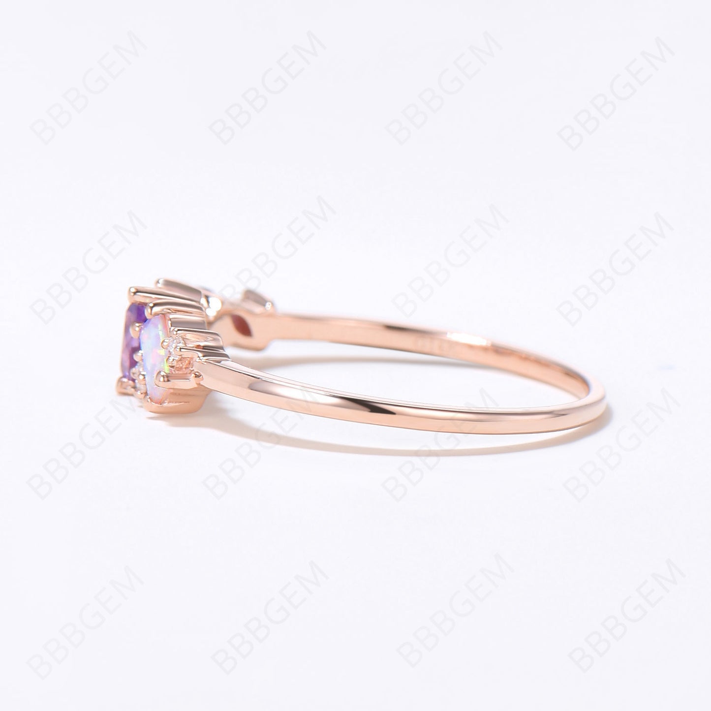 Vintage Pear Amethyst Wedding Band Rose Gold Opal Moissanite Cluster Wedding Ring Art Deco Mixed Stone Promise Band Multi Birthstone Ring Everyday Band