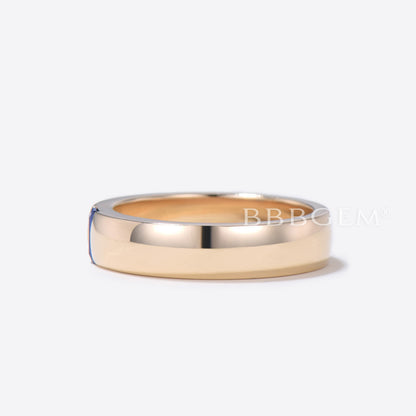 Baguette Cut Sapphire Engagement Band 4mm Mens Wedding Band