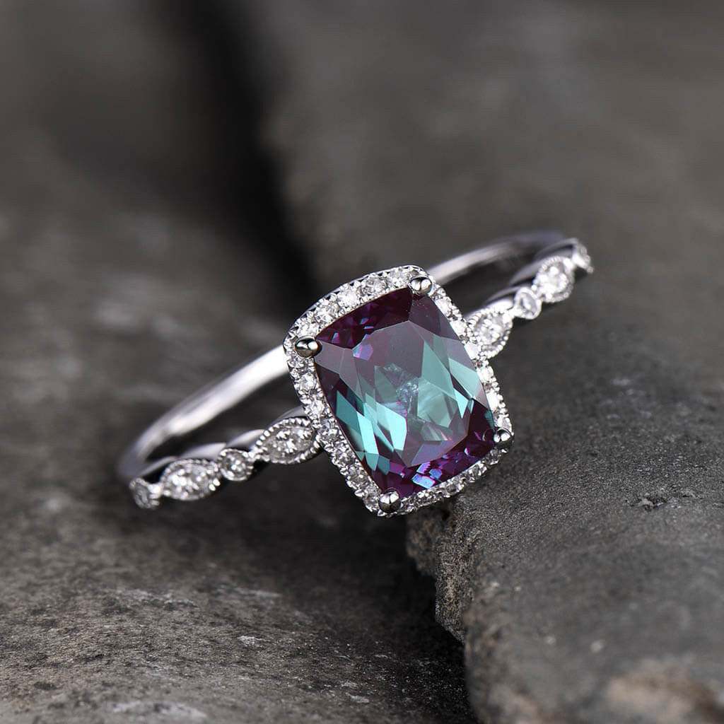 cushion alexandrite diamond halo engagement ring 05