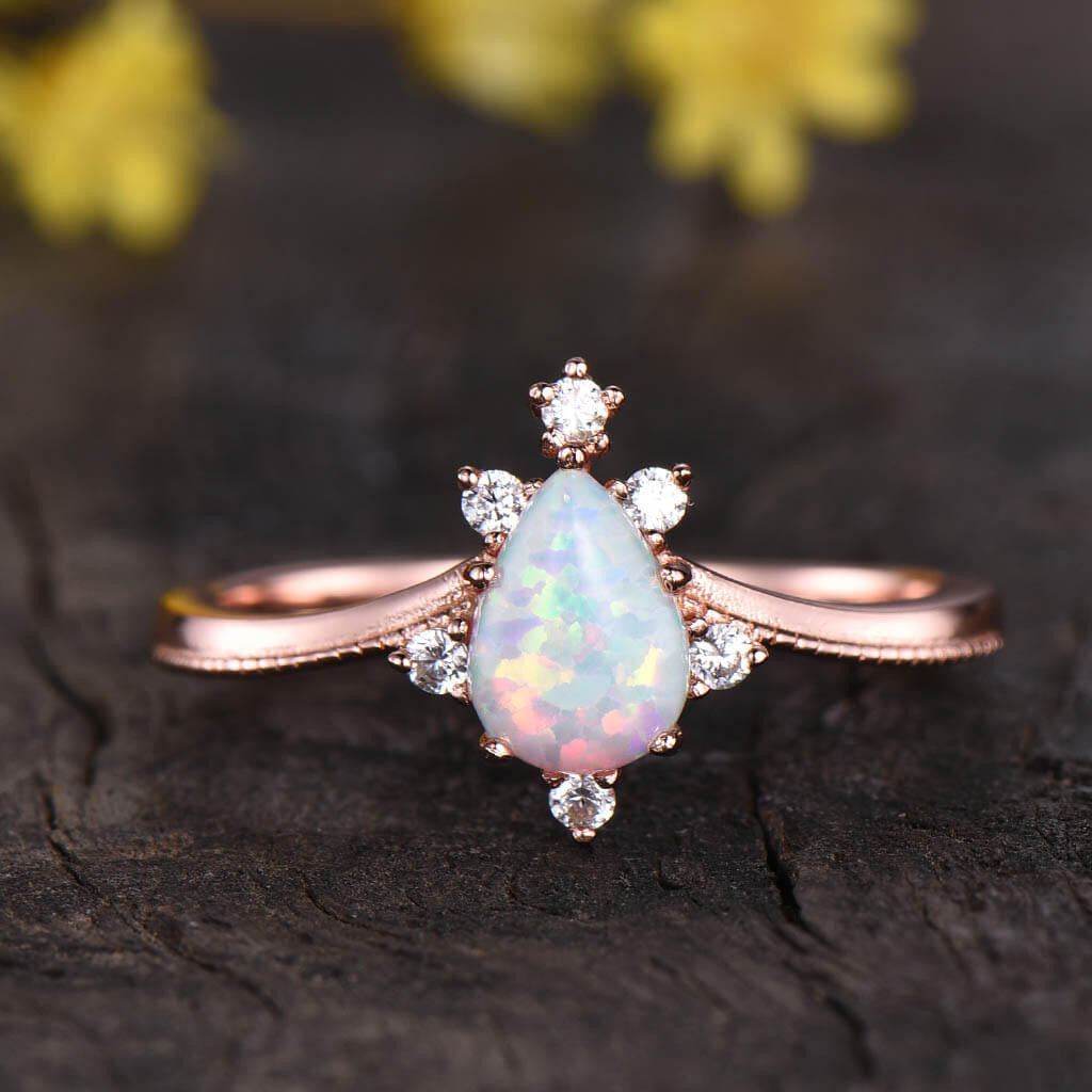 vintage pear shaped opal engagement ring 03