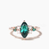 Marquise Cut Emerald Cluster Engagement Ring Moissanite Rose Gold Ring