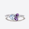 Round Natural Aquamarine Engagement Ring Cluster Amethyst Opal Ring Multi-Stone Ring