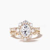 Oval Cut IGI Certificate Lab Grown Diamond Bridal Set Diamond Halo Engagement Ring