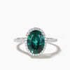 Vintage Emerald Wedding Ring With Diamond Halo 8x11 Oval Cut White Gold Half Eternity Diamond Band