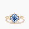 2CT Princess Cut Blue Moissanite Engagement Ring Diamond Cluster Ring