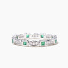 Princess Cut Emerald Bezel Wedding Ring Diamond Full Eternity White Gold Ring