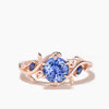 Round Cut Natural Tanzanite Engagement Ring Sapphire Leaf Inspired Ring