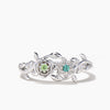 Nature Inspired Toi et Moi Engagement Ring Round Cut Peridot Emerald Floral  Ring
