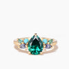 Pear Emerald Engagement Ring Alexandrite Turquoise Green Sapphire Cluster Ring