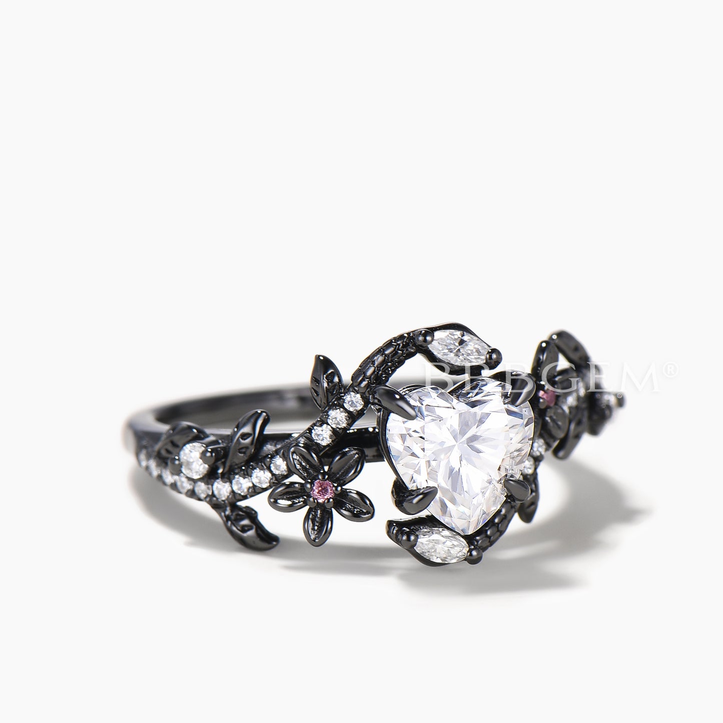 Heart Cut IGI Certificate Lab Grown Diamond Tourmaline Inspired Wedding Ring