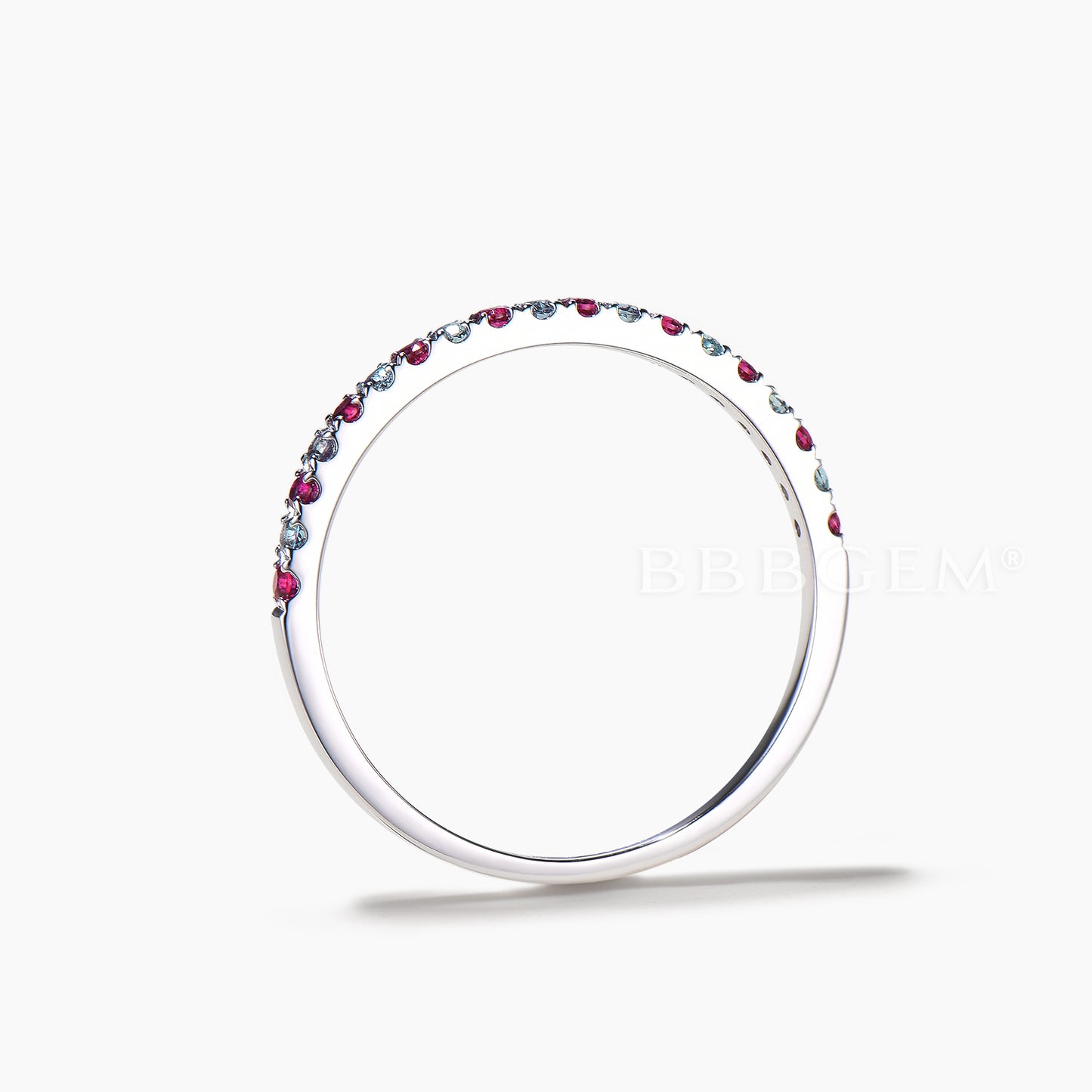 14K/18K Gold Alexandrite And Ruby Eternity Wedding Band