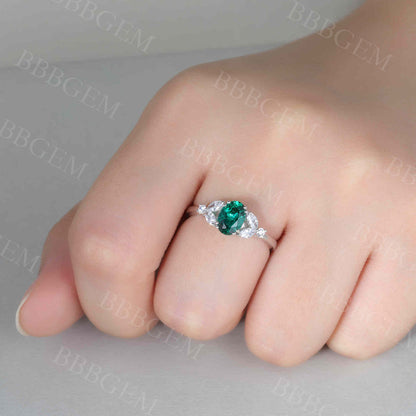 vintage lab emerald enaggeemnt ring