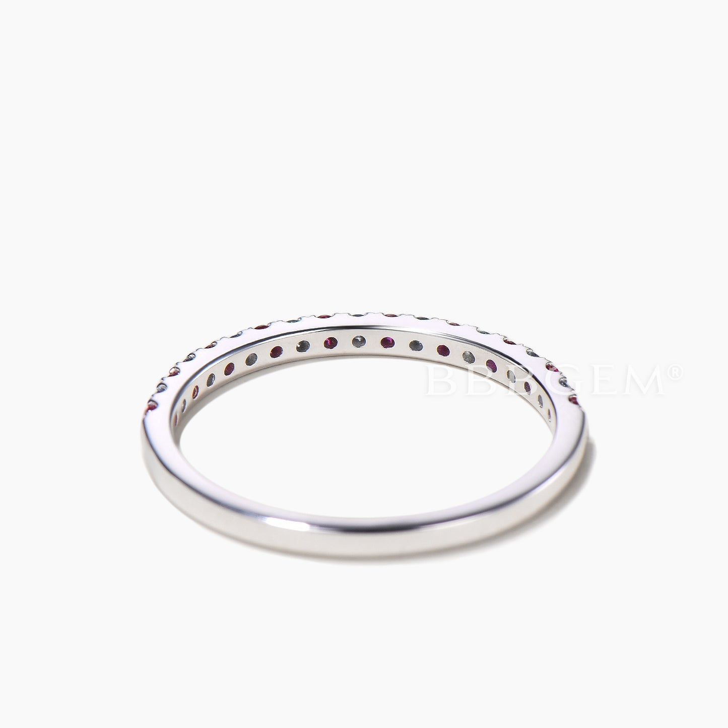 14K/18K Gold Alexandrite And Ruby Eternity Wedding Band