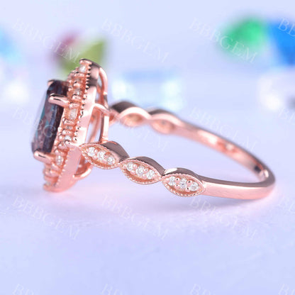 Alexandrite Ring Rose Gold Engagement Ring