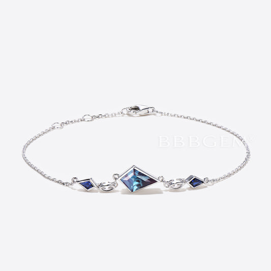 Kite Cut Alexandrite Bracelet Bezel Set Alexandrite Wedding Bracelet