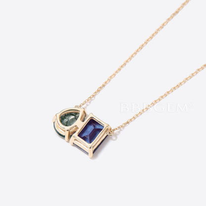 Emerald Cut Alexandrite Necklace Toi Et Moi Moss Agate Necklace