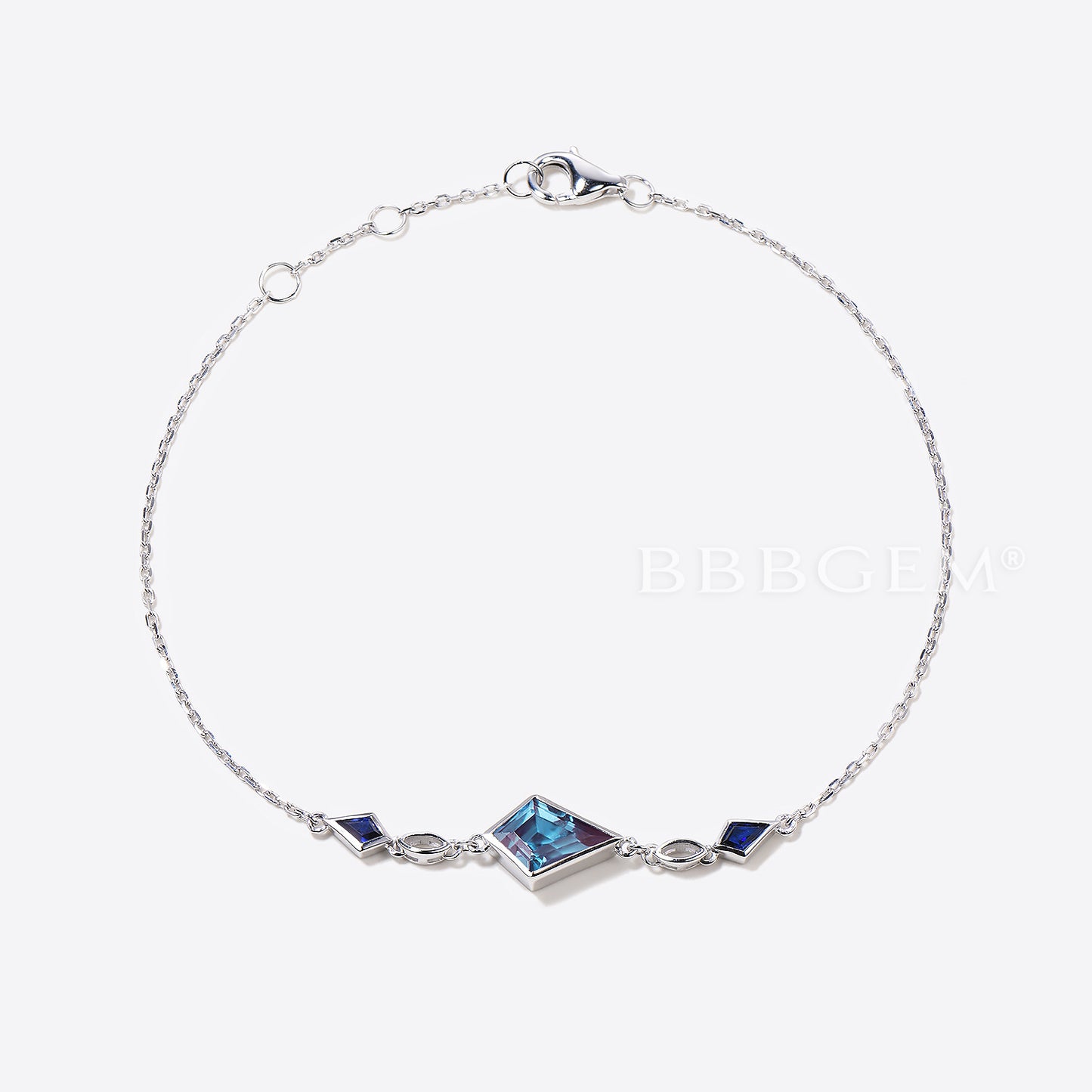 Kite Cut Alexandrite Bracelet Bezel Set Alexandrite Wedding Bracelet