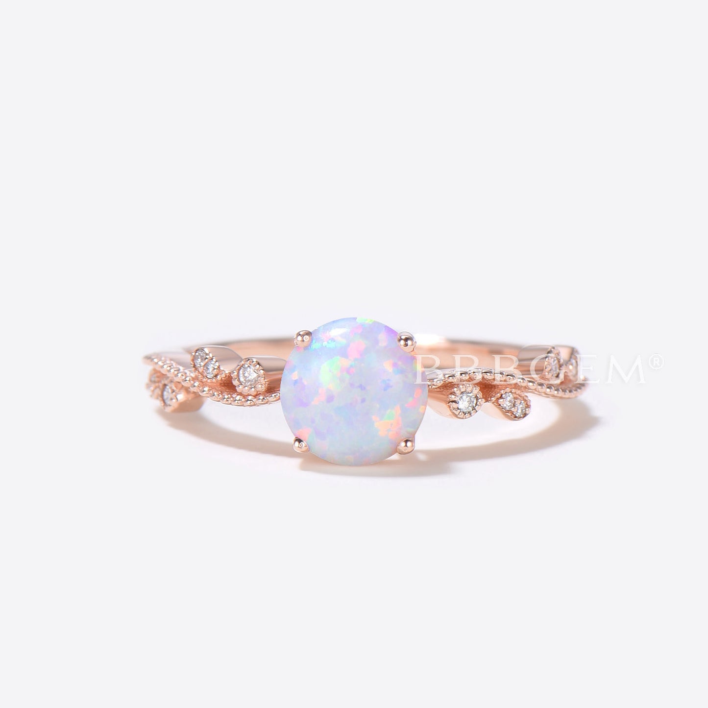 14K/18K  Female Opal Diamond Engagement Ring Bezel Set