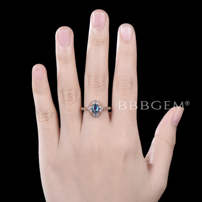 14K/18K Vintage Filigree Alexandrite Engagement Ring