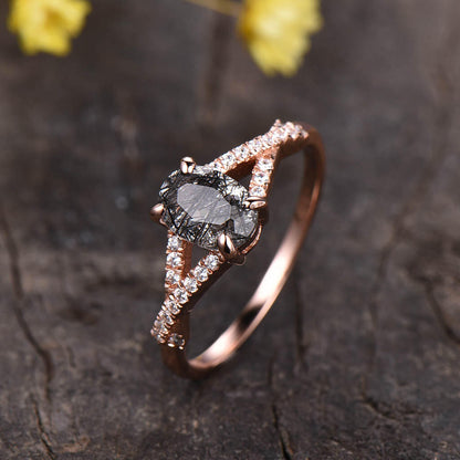 Black Rutilated Quartz Rings