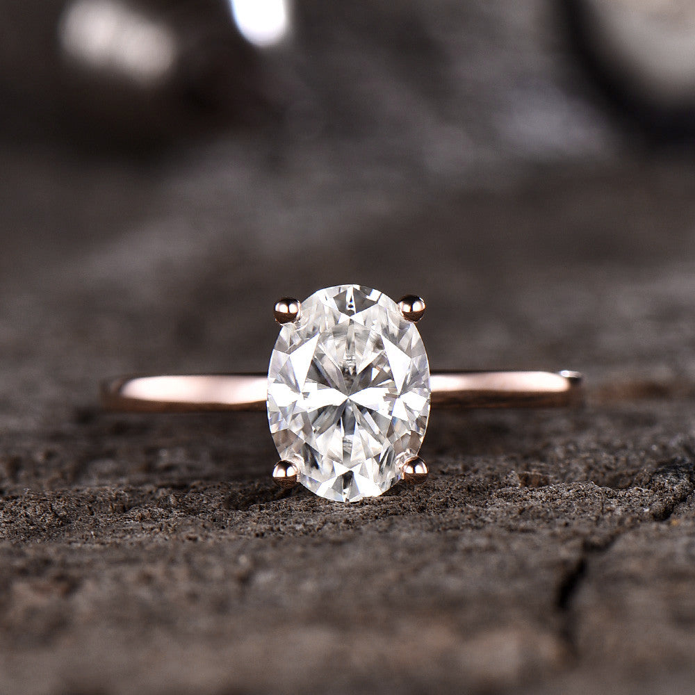 Rose Gold Moissanite Ring-1.5 Carat Oval Moissanite Ring